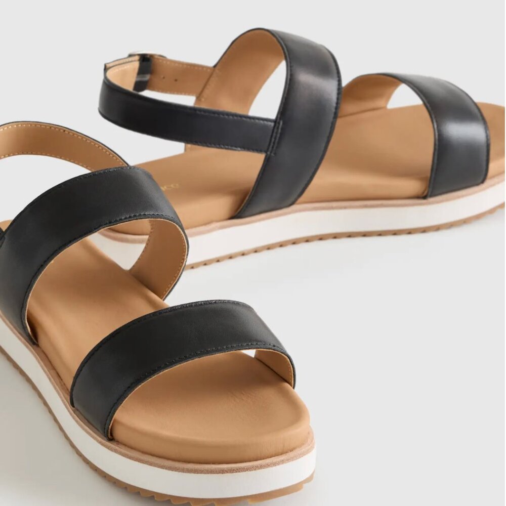 NWT Quince Women Italian Leather Platform Sandal Black Shoes 7 - Picture 8 of 10